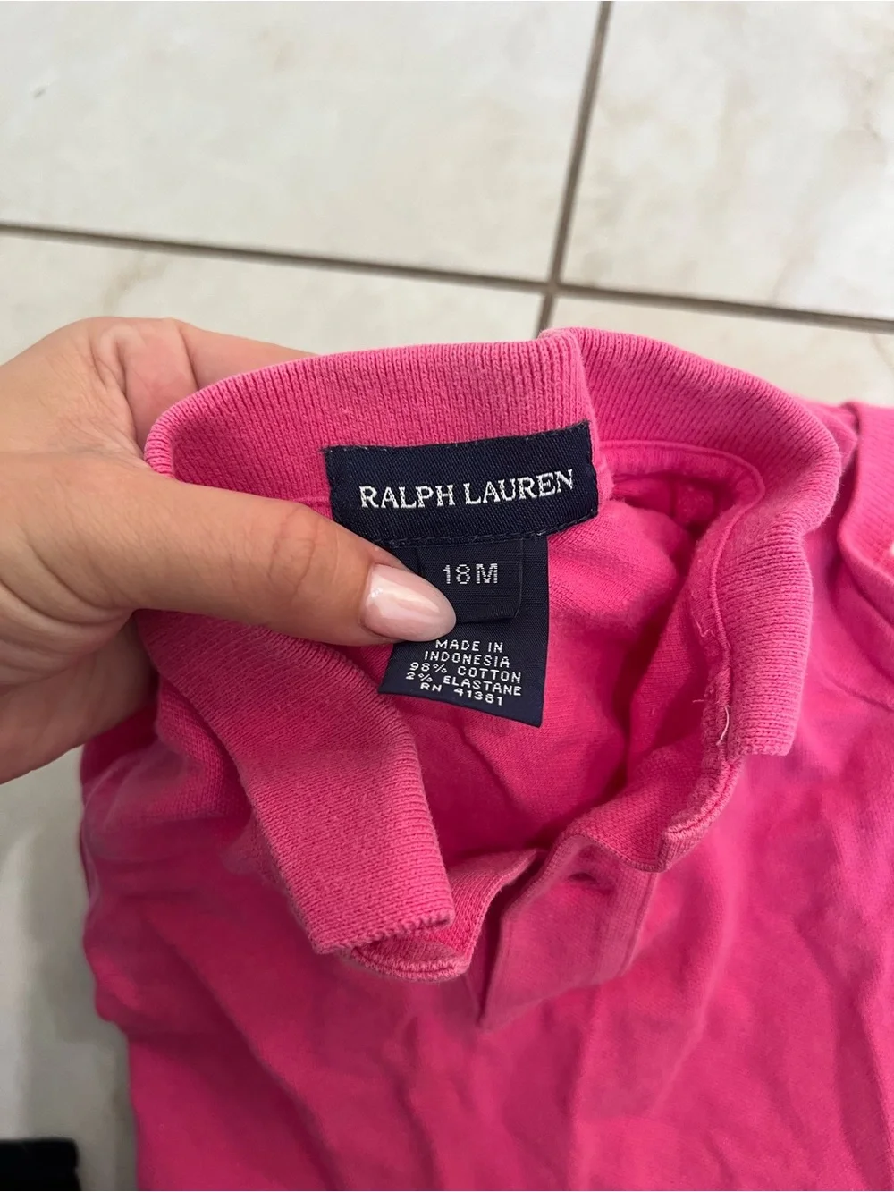 Ralph Lauren Pink Short Sleeve Polo Shirt Size 18 Months